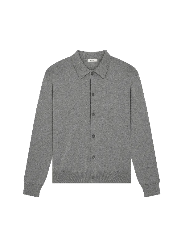 Womens DNA Knitted Collared Shirt—grey marl