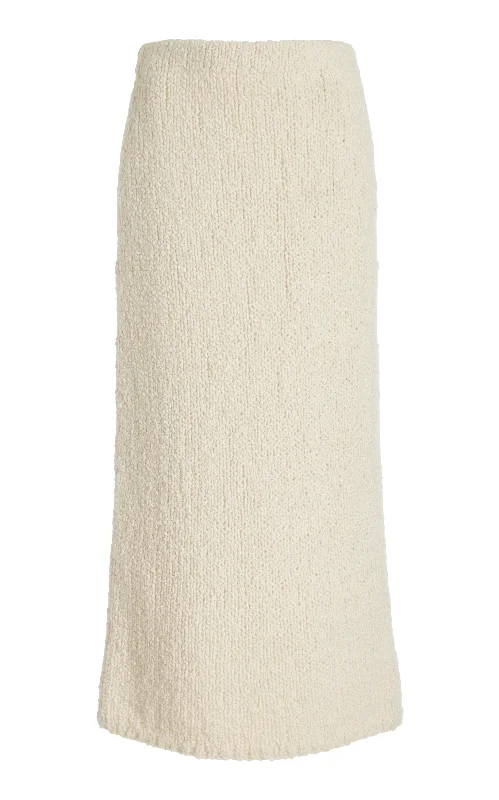 Milne Knit Maxi Skirt in Ivory Cashmere Boucle