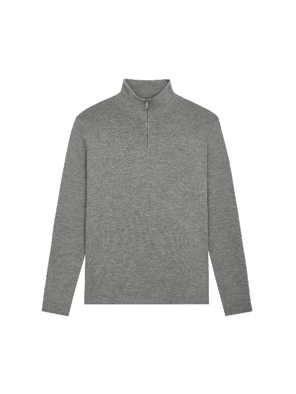 Womens Regenerative Merino Wool Half-Zip Sweater—grey marl